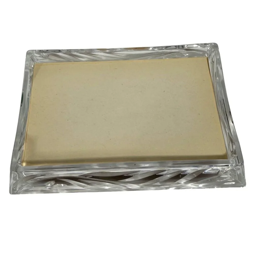 Princess House 24% Lead Crystal Memo Pad Holder Retired + Original Paper